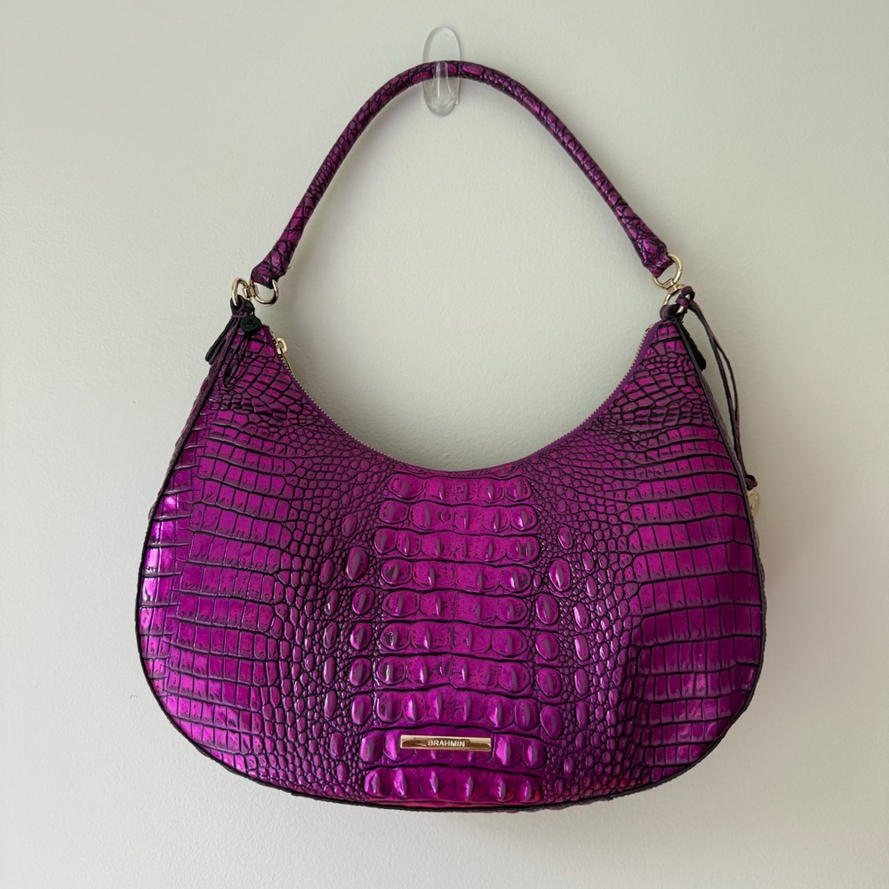 Brahmin Bekka Purple Potion Croc Shoulder Bag Rare‎ Limited